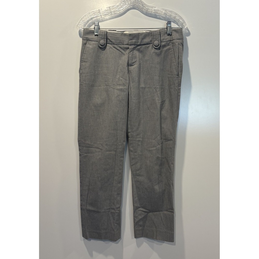 Banana Republic Womens Gray Straight Leg Dress Pants Cotton Stretch Size 4